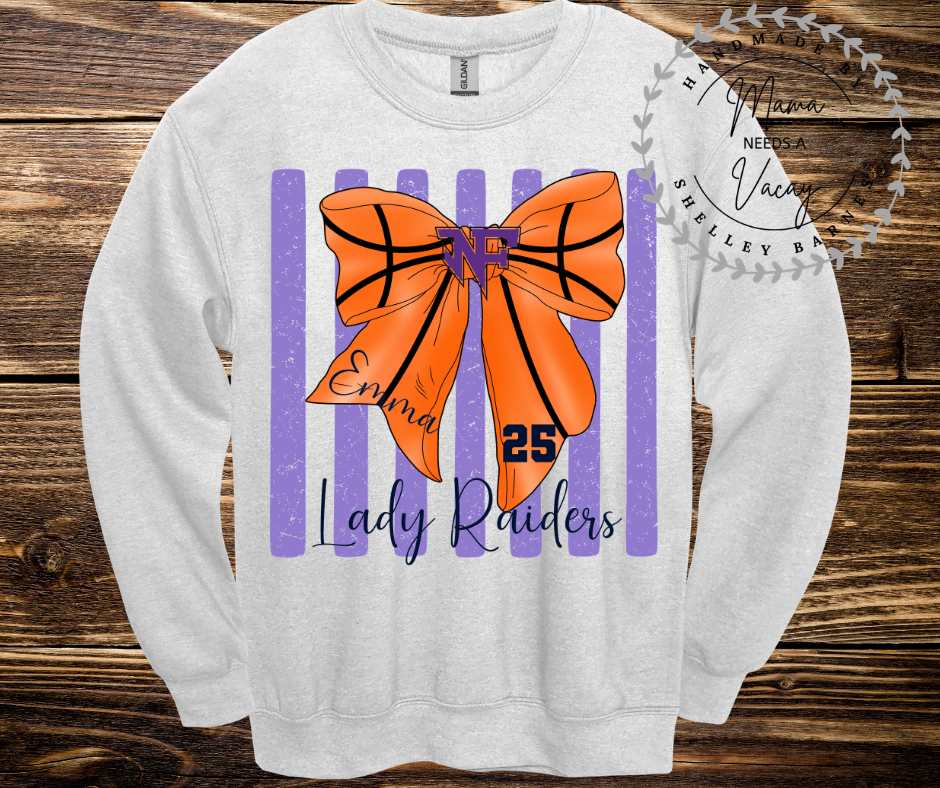 Basketball Vertical Stripe Bow