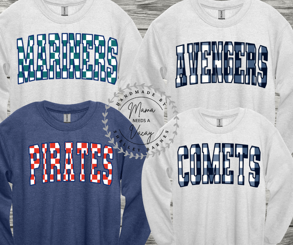 Gingham Mascot Spirit Wear Tee | Choose Your School