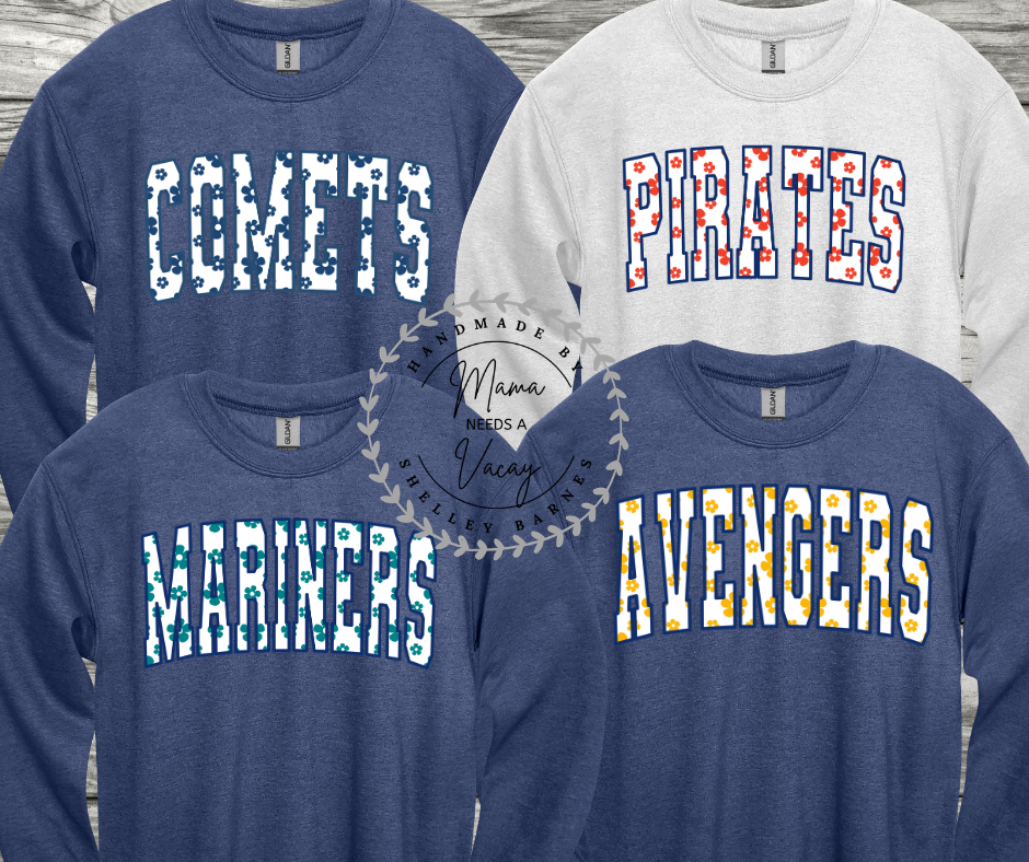 Floral Mascot Spirit Wear Tee | Choose Your School